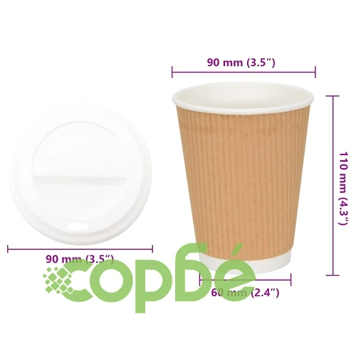 Хартиени чаши за кафе с капачки 1000 бр. 12oz 300ml, кафяви ➤ топ цена ➤ sorbe.bg