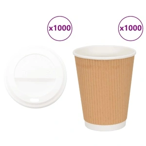 Хартиени чаши за кафе с капачки 1000 бр., 16oz/400ml, кафяви