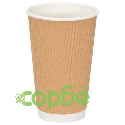 Хартиени чаши за кафе с капачки 1000 бр., 16oz/400ml, кафяви ➤ топ цена ➤ sorbe.bg