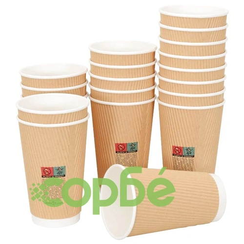 Хартиени чаши за кафе с капачки 1000 бр., 16oz/400ml, кафяви ➤ топ цена ➤ sorbe.bg