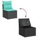 Градински диван с възглавници, 6 части, полиратан, черен