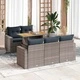 Градински диван с възглавници от полиратан, 6 части, сив