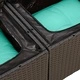 Градински комплект диван с възглавници, 7 части, PE ратан и акациево дърво, черен