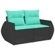 Градински диван комплект 7 части с възглавници сив полиратан