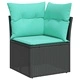 Градински диван комплект 6 части с възглавници черен полиратан акация