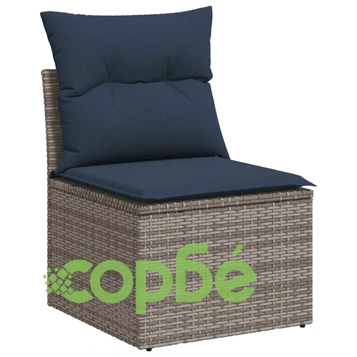 Градински комплект диван от черен полиратан със 7 части и възглавници ➤ топ цена ➤ sorbe.bg