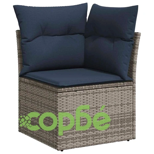 Градински комплект диван от черен полиратан със 7 части и възглавници ➤ топ цена ➤ sorbe.bg