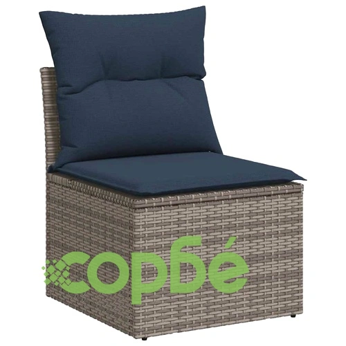 Градински диван комплект 9 части с възглавници сив полиратан акация ➤ топ цена ➤ sorbe.bg