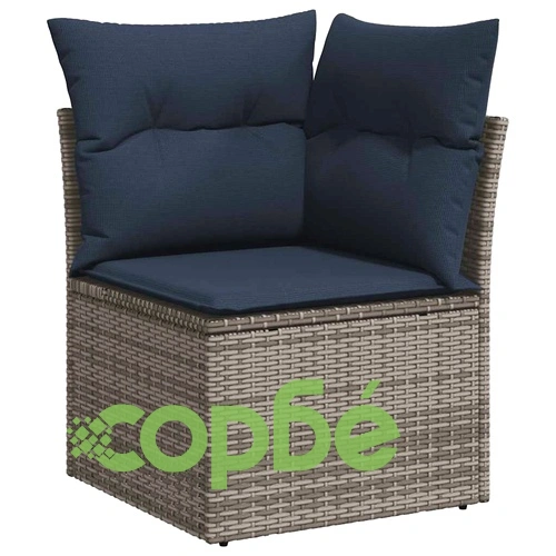 Градински диван комплект 9 части с възглавници сив полиратан акация ➤ топ цена ➤ sorbe.bg