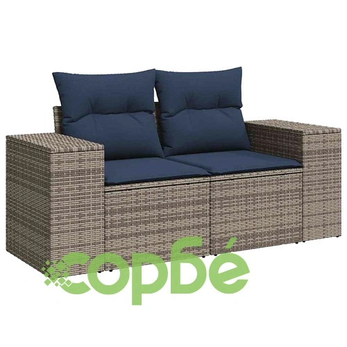 Градински диван комплект 9 части с възглавници сив полиратан акация ➤ топ цена ➤ sorbe.bg