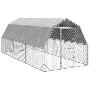 Просторен пилешки заслон с покрив 2,5x6x2,25 м от поцинкована стомана