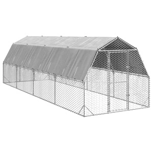 Просторен Пилешки Заграден Двор с Покрив 2,5x8x2,25 м от Поцинкована Стомана