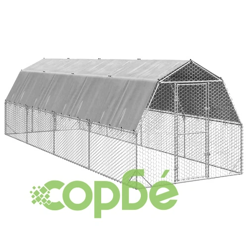 Просторен Пилешки Заграден Двор с Покрив 2,5x8x2,25 м от Поцинкована Стомана ➤ топ цена ➤ sorbe.bg