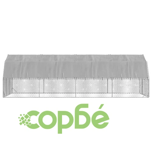 Просторен Пилешки Заграден Двор с Покрив 2,5x8x2,25 м от Поцинкована Стомана ➤ топ цена ➤ sorbe.bg