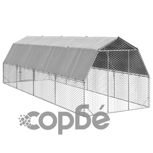 Просторен Пилешки Заграден Двор с Покрив 2,5x8x2,25 м от Поцинкована Стомана ➤ топ цена ➤ sorbe.bg
