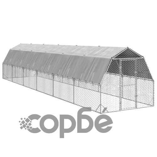 Просторен Пилешки Заслон с Покрив 2,5x12x2,25 м от Поцинкована Стомана ➤ топ цена ➤ sorbe.bg