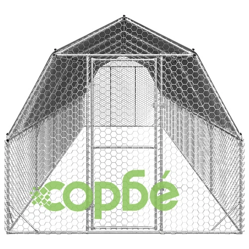 Просторен Пилешки Заслон с Покрив 2,5x12x2,25 м от Поцинкована Стомана ➤ топ цена ➤ sorbe.bg