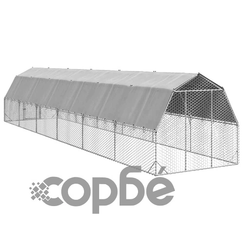 Просторен Пилешки Заслон с Покрив 2,5x12x2,25 м от Поцинкована Стомана ➤ топ цена ➤ sorbe.bg