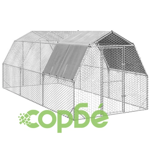Просторен Пилешки Заграден Двор с Покрив 2,5x6x2,25 м от Поцинкована Стомана ➤ топ цена ➤ sorbe.bg