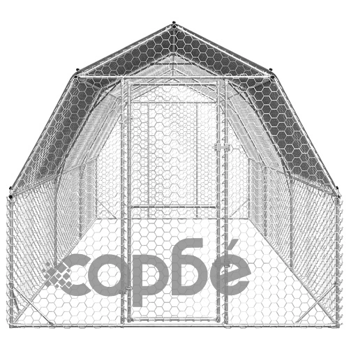 Просторен Пилешки Заграден Двор с Покрив 2,5x6x2,25 м от Поцинкована Стомана ➤ топ цена ➤ sorbe.bg