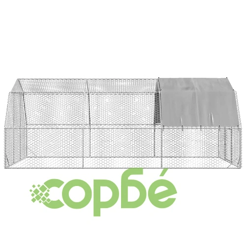 Просторен Пилешки Заграден Двор с Покрив 2,5x6x2,25 м от Поцинкована Стомана ➤ топ цена ➤ sorbe.bg