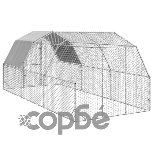 Просторен Пилешки Заграден Двор с Покрив 2,5x6x2,25 м от Поцинкована Стомана ➤ топ цена ➤ sorbe.bg