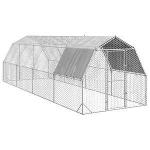 Голям пилешки заслон с покрив 2,5x8x2,25 м от поцинкована стомана