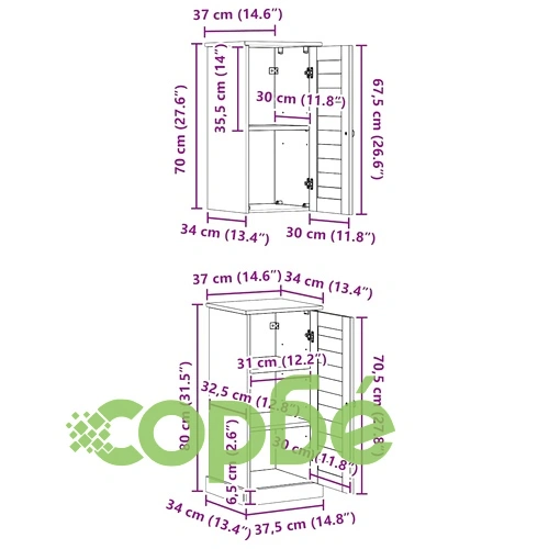 Комплект мебели за баня VIGO от масивно борово дърво 37x34x80 см - 2 части ➤ топ цена ➤ sorbe.bg