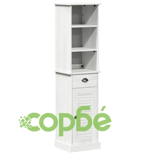 Комплект мебели за баня VIGO 2 части от масивна борова дървесина кафяв и бял 37 x 34 x 150 см ➤ топ цена ➤ sorbe.bg