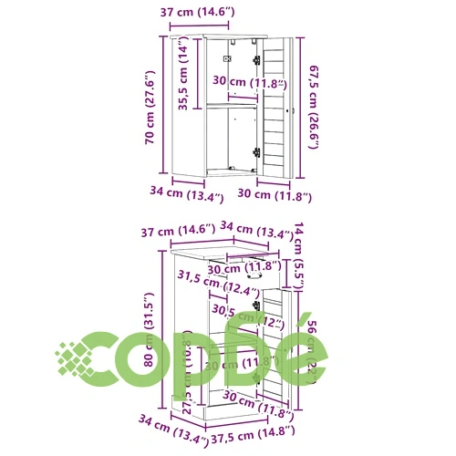 Комплект мебели за баня VIGO 2 части от масивно борово дърво кафяв и бял 37x34x80 см ➤ топ цена ➤ sorbe.bg
