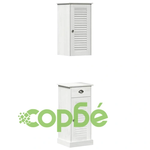 Комплект мебели за баня VIGO 2 части от масивно борово дърво кафяв и бял 37x34x80 см ➤ топ цена ➤ sorbe.bg