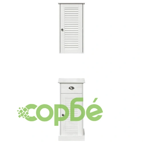 Комплект мебели за баня VIGO 2 части от масивно борово дърво кафяв и бял 37x34x80 см ➤ топ цена ➤ sorbe.bg