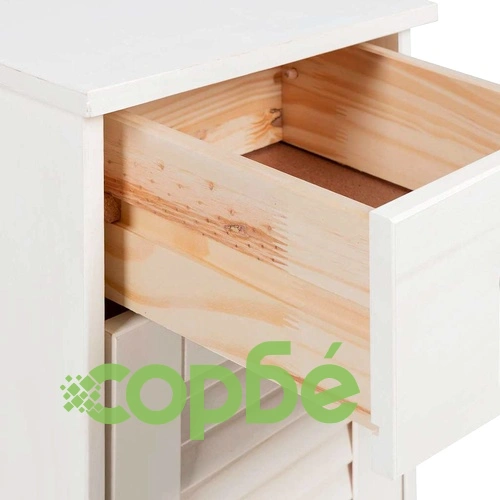 Комплект мебели за баня VIGO 2 части от масивно борово дърво кафяв и бял 37x34x80 см ➤ топ цена ➤ sorbe.bg