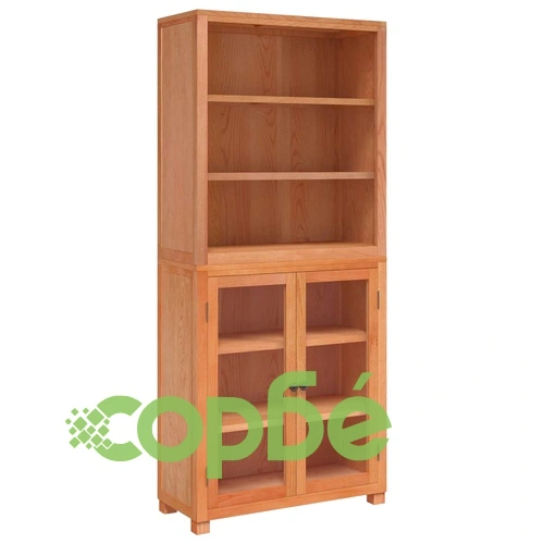 Комплект витринни шкафове, 2 бр., масивен дъб и бор, 80 x 35 x 185 см ➤ топ цена ➤ sorbe.bg