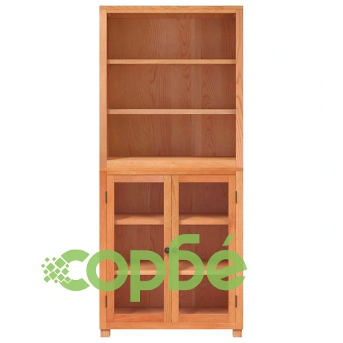 Комплект витринни шкафове, 2 бр., масивен дъб и бор, 80 x 35 x 185 см ➤ топ цена ➤ sorbe.bg