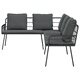 Градински Комплект от 2 Части с Възглавници - Черен Поли Ратан