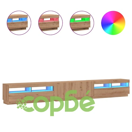 ТВ шкаф от инженерно дърво с LED осветление Дъб Artisan 300x35x40 см ➤ топ цена ➤ sorbe.bg