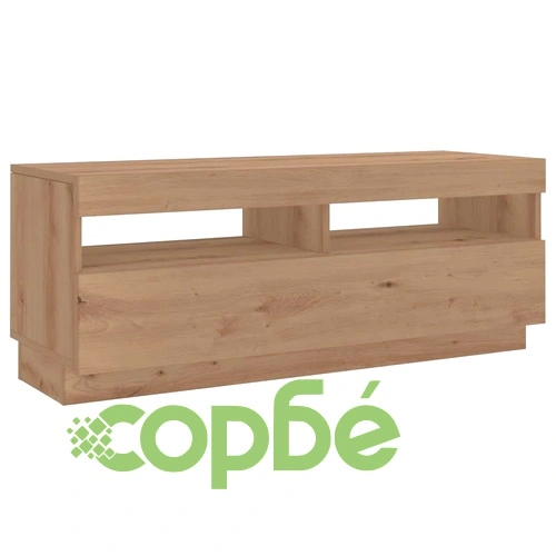 ТВ шкаф от инженерно дърво с LED осветление Дъб Artisan 300x35x40 см ➤ топ цена ➤ sorbe.bg