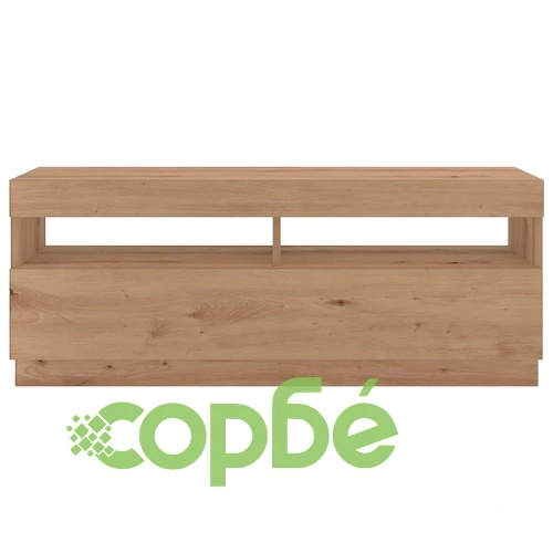 ТВ шкаф от инженерно дърво с LED осветление Дъб Artisan 300x35x40 см ➤ топ цена ➤ sorbe.bg