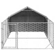 Външна Кучешка Колиба с Бягаща Пътека 4x2x1,5 м от Поцинкована Стомана