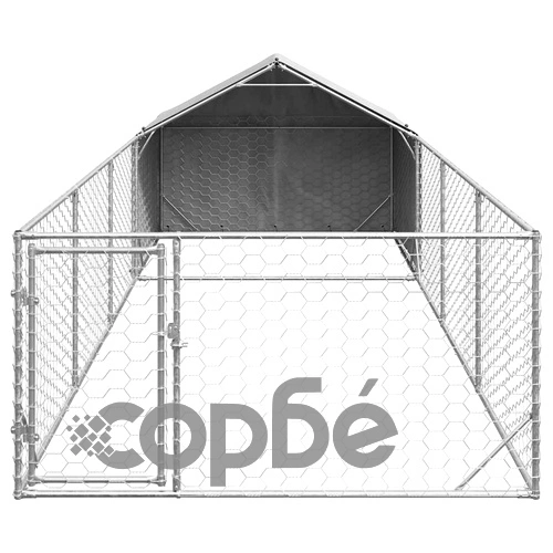 Просторна Външна Кучешка Колиба с Бягаща Пътека 7x2x1,5 м от Поцинкована Стомана ➤ топ цена ➤ sorbe.bg