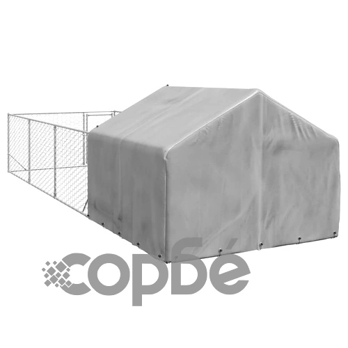 Просторна Външна Кучешка Колиба с Бягаща Пътека 7x2x1,5 м от Поцинкована Стомана ➤ топ цена ➤ sorbe.bg