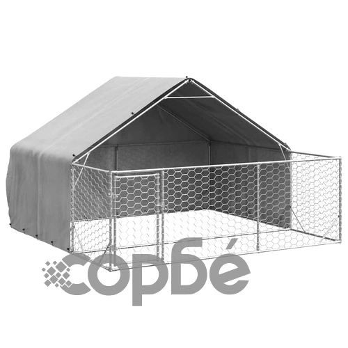 Външна Кучешка Колиба с Бягаща Пътека 3x3x1,9 м от Поцинкована Стомана ➤ топ цена ➤ sorbe.bg