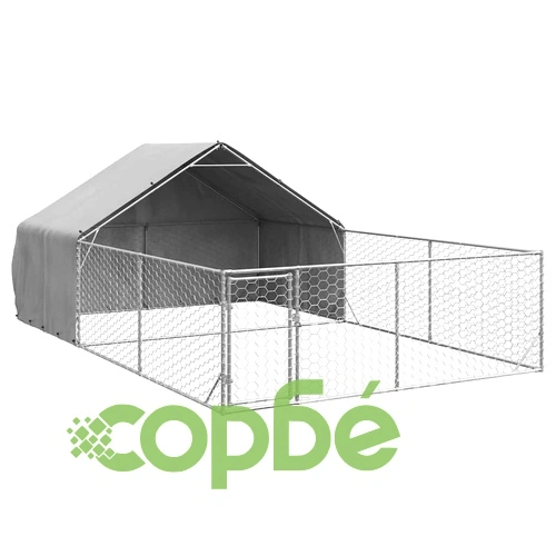 Просторна Външна Кучешка Колиба с Бягаща Пътека 6x3x1,9 м от Поцинкована Стомана ➤ топ цена ➤ sorbe.bg