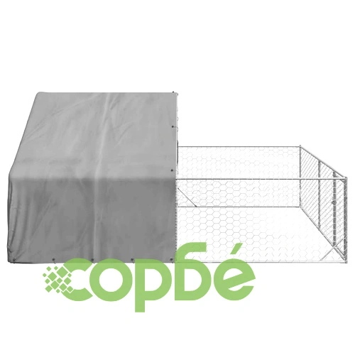 Външна кучешка колиба с бягаща пътека 5x3x1,9 м от поцинкована стомана ➤ топ цена ➤ sorbe.bg