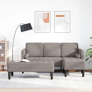 2-Частен Диван Комплект от Таупе Тъкан с Възглавници за Всекидневна