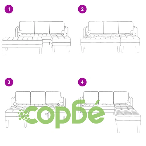 Комплект от 2 дивана с възглавници - Кремав плат с дървена рамка ➤ топ цена ➤ sorbe.bg