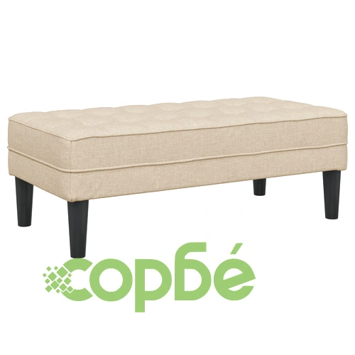 Комплект от 2 дивана с възглавници - Кремав плат с дървена рамка ➤ топ цена ➤ sorbe.bg