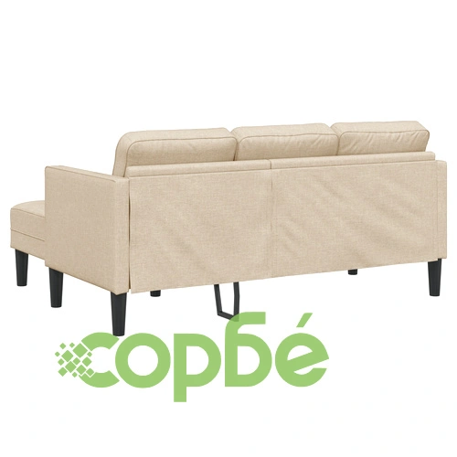 Комплект от 2 дивана с възглавници - Кремав плат с дървена рамка ➤ топ цена ➤ sorbe.bg