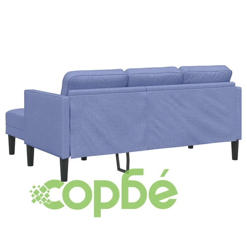 Модулен L-образен диван с пейка от син деним плат, 4 места ➤ топ цена ➤ sorbe.bg